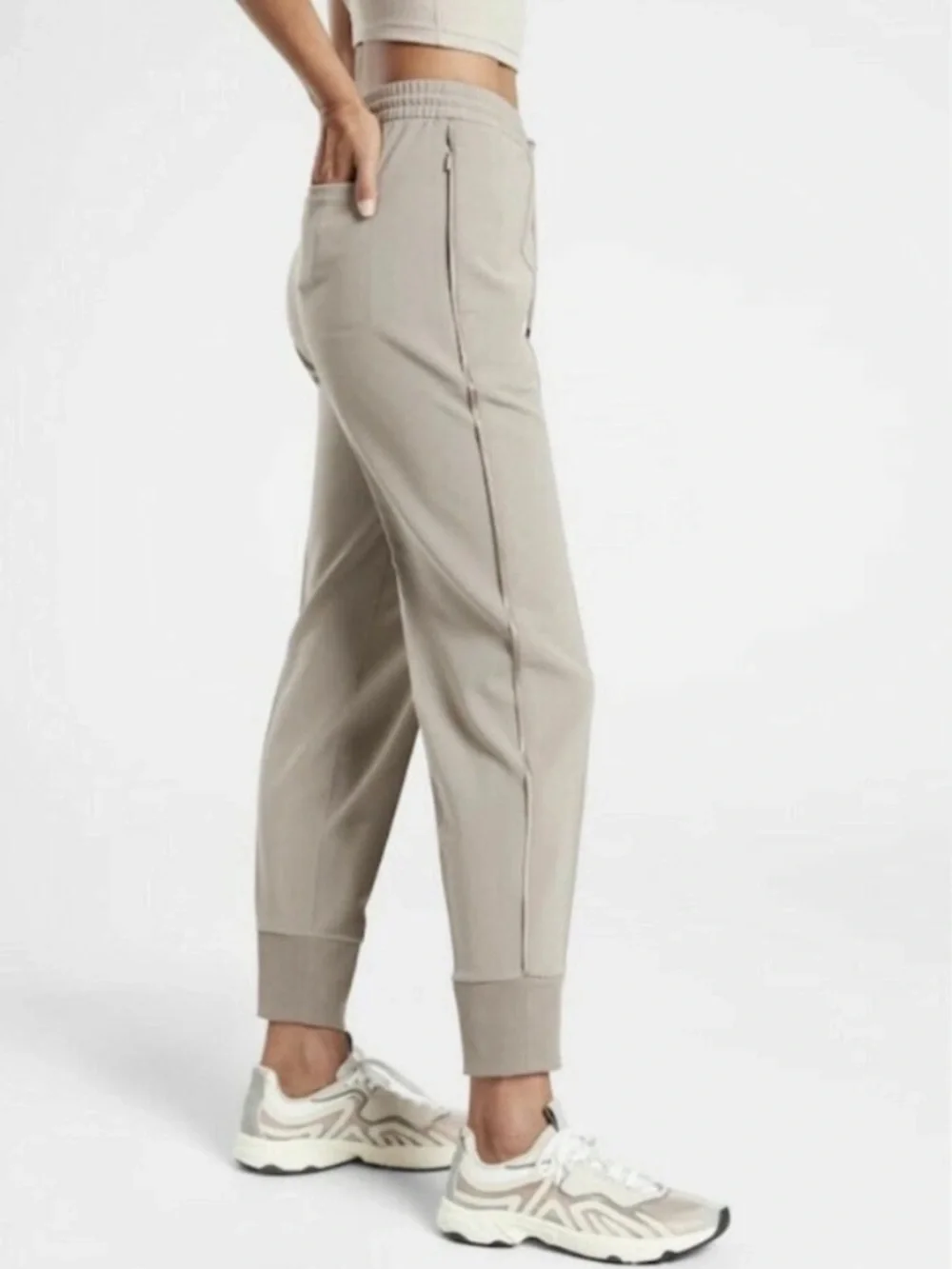 ATHLETA Endeavor Jogger Pant Buff Grey Size 12 - Picture 5 of 14